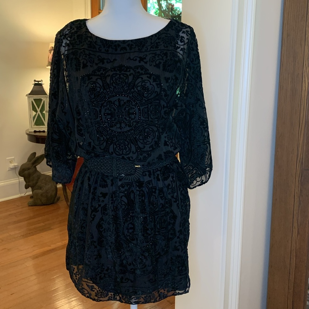 V Cristina Black Mini Dress/Leslie Fay Belt